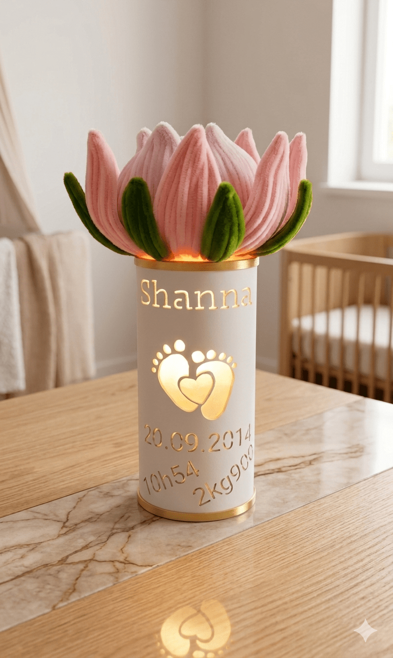 Lampe de naissance fleurie - Creakidsevents