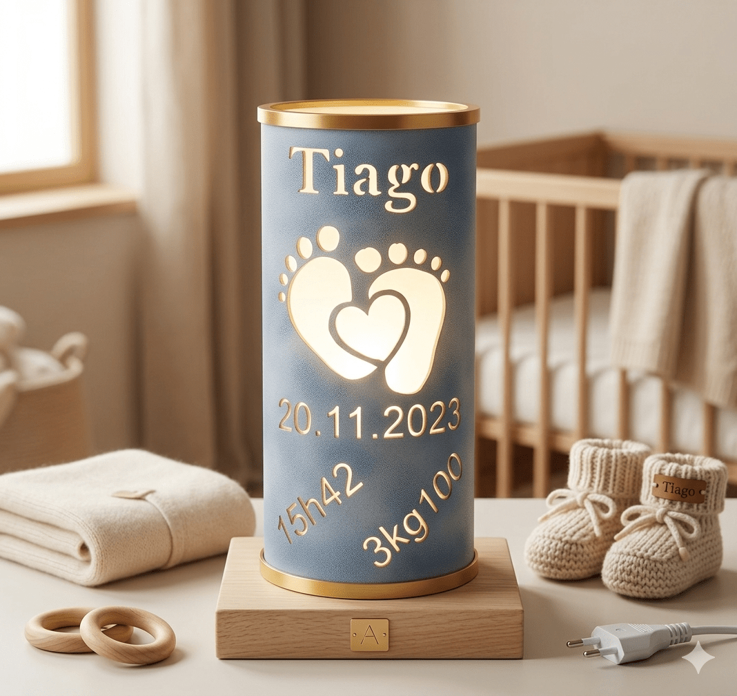 Lampe de naissance – Petit garçon en PVC - Creakidsevents
