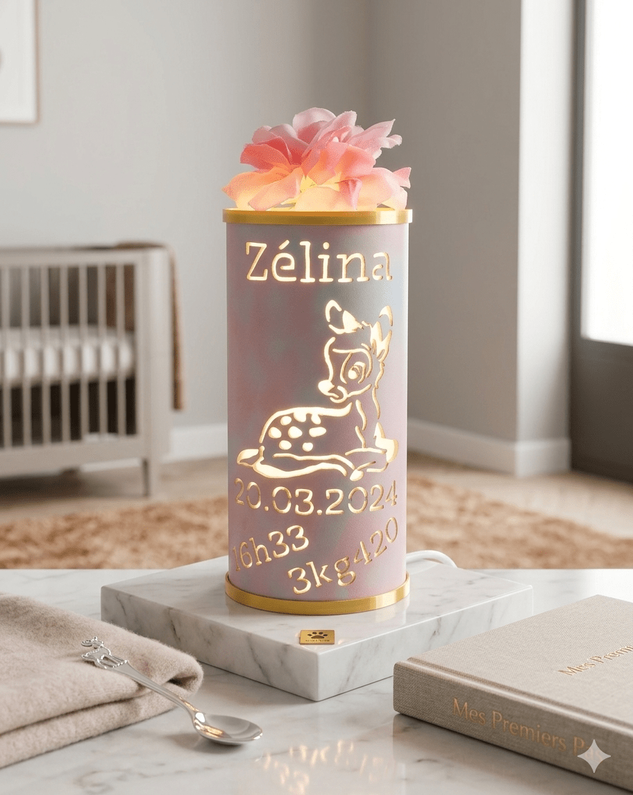 Lampe de naissance – Petite fille en PVC - Creakidsevents